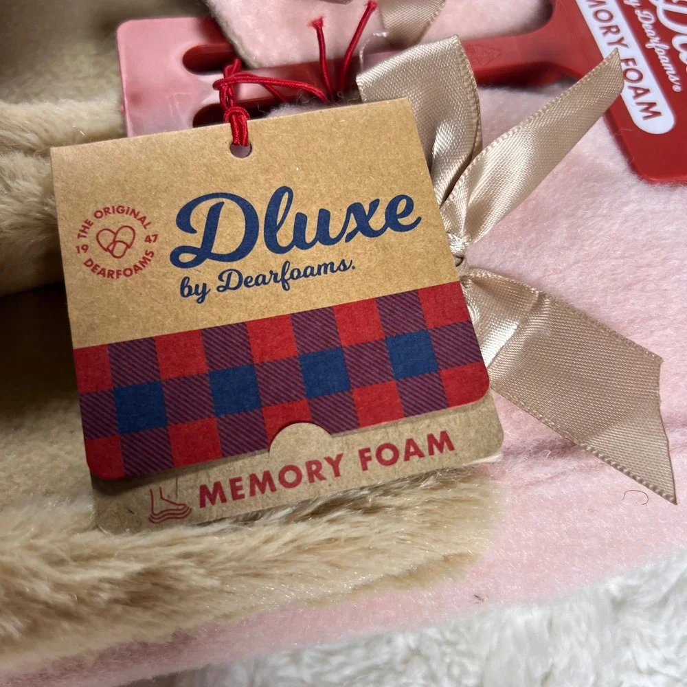 Dluxe by Dearfoams Kids Pink Memory Foam Slippers Bows Size 4‎ 5 NWT